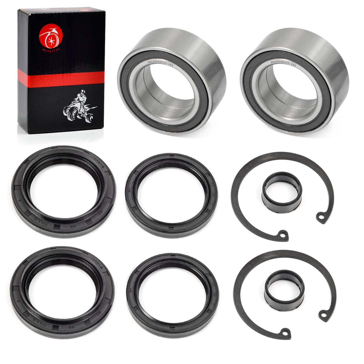 MOTO1988 front wheel kit packaging showing all included parts and clear labeling benefit: easy verification
