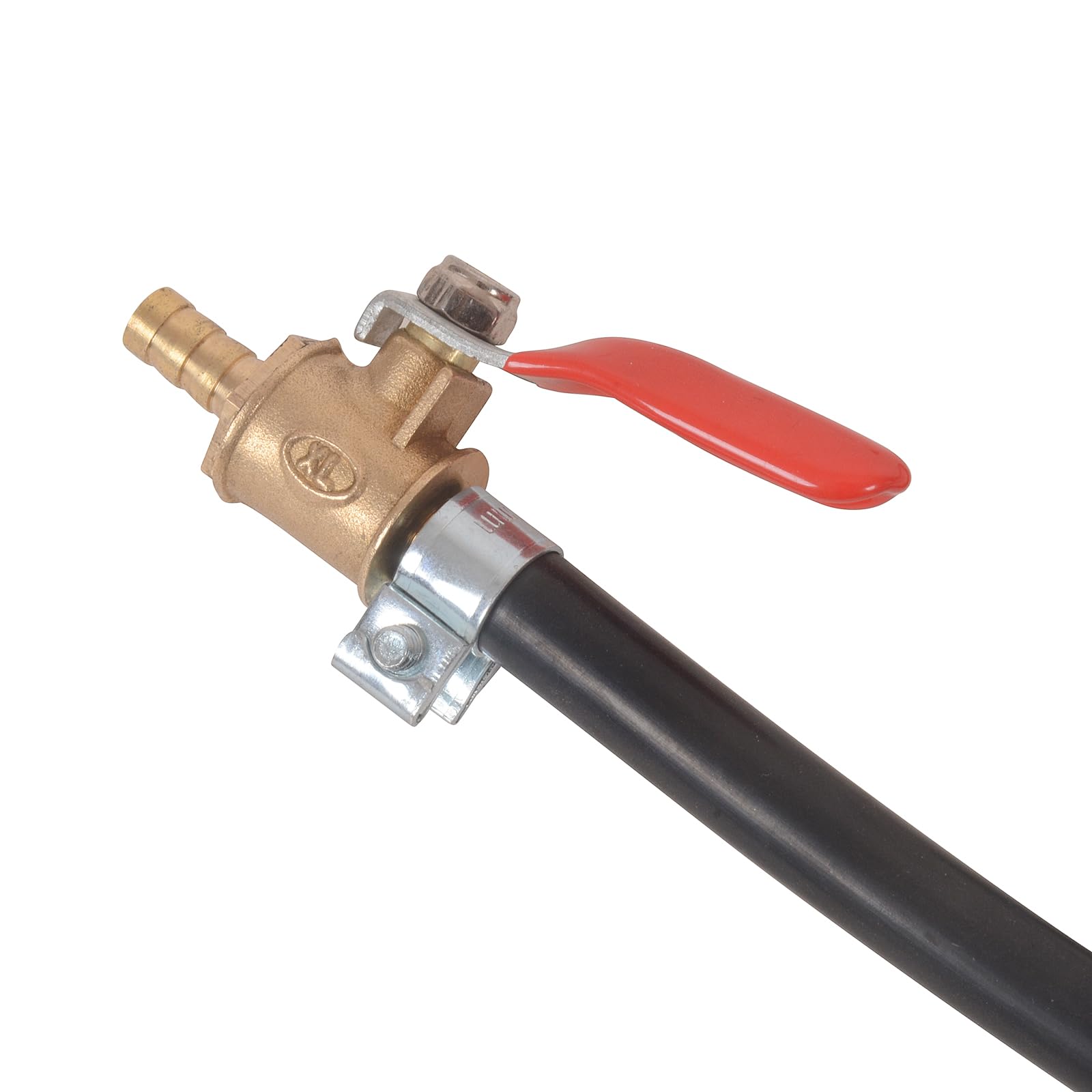 MOTO4U fuel hose stretched out to show included 3.4 ft length and routing options