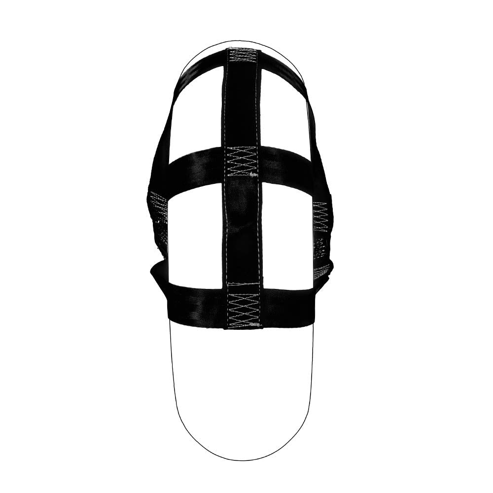 MOTO4U strap looped through rear wheel illustrating correct anchoring