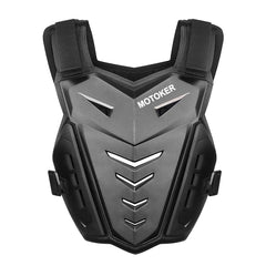 MOTOKER front view chest protector showing full coverage and mobility benefits