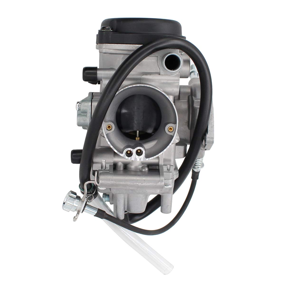 MOTOKU carburetor close-up of throttle linkage and fuel inlet for precise tuning
