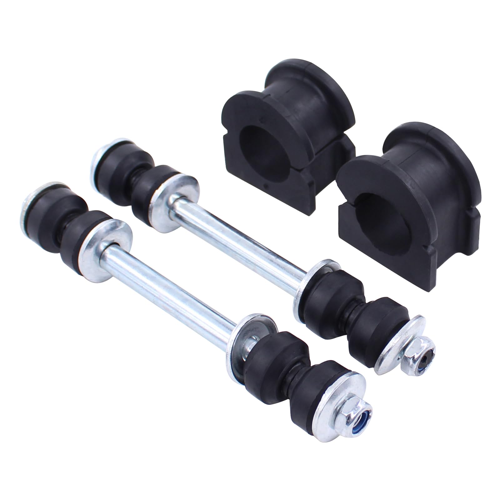 MOTOKU front sway bar end links and bushings front view, shows complete kit benefit