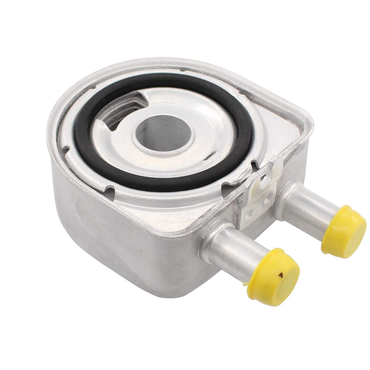 MOTOKU oil cooler front view showing mounting points and outlets for easy replacement
