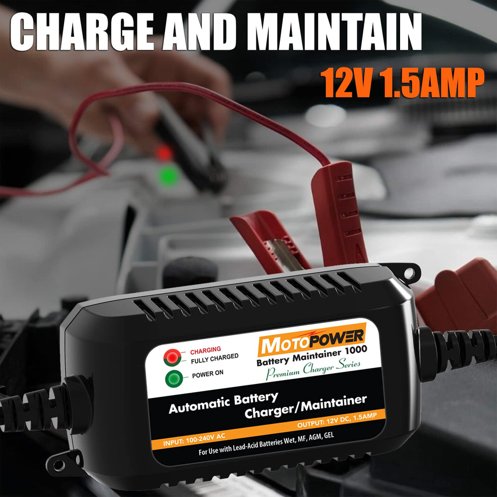 MOTOPOWER side profile with attached cables highlighting durable build and cable length