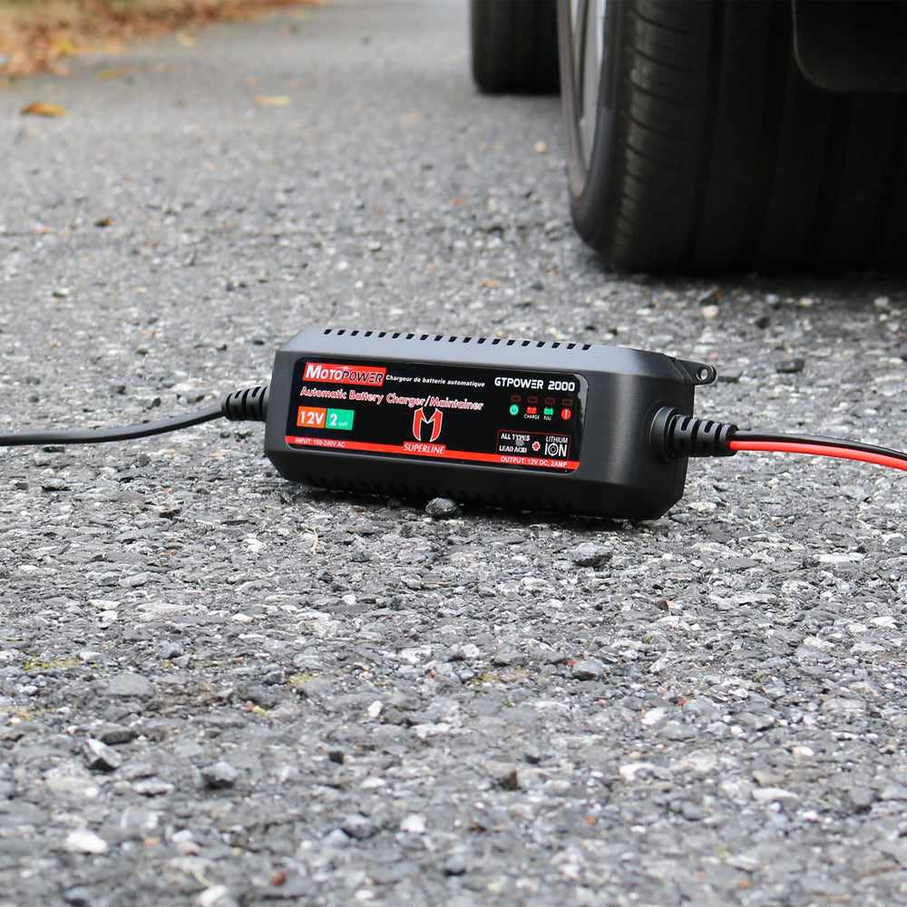 MOTOPOWER beside a hand for size and scale showing compact portability advantage