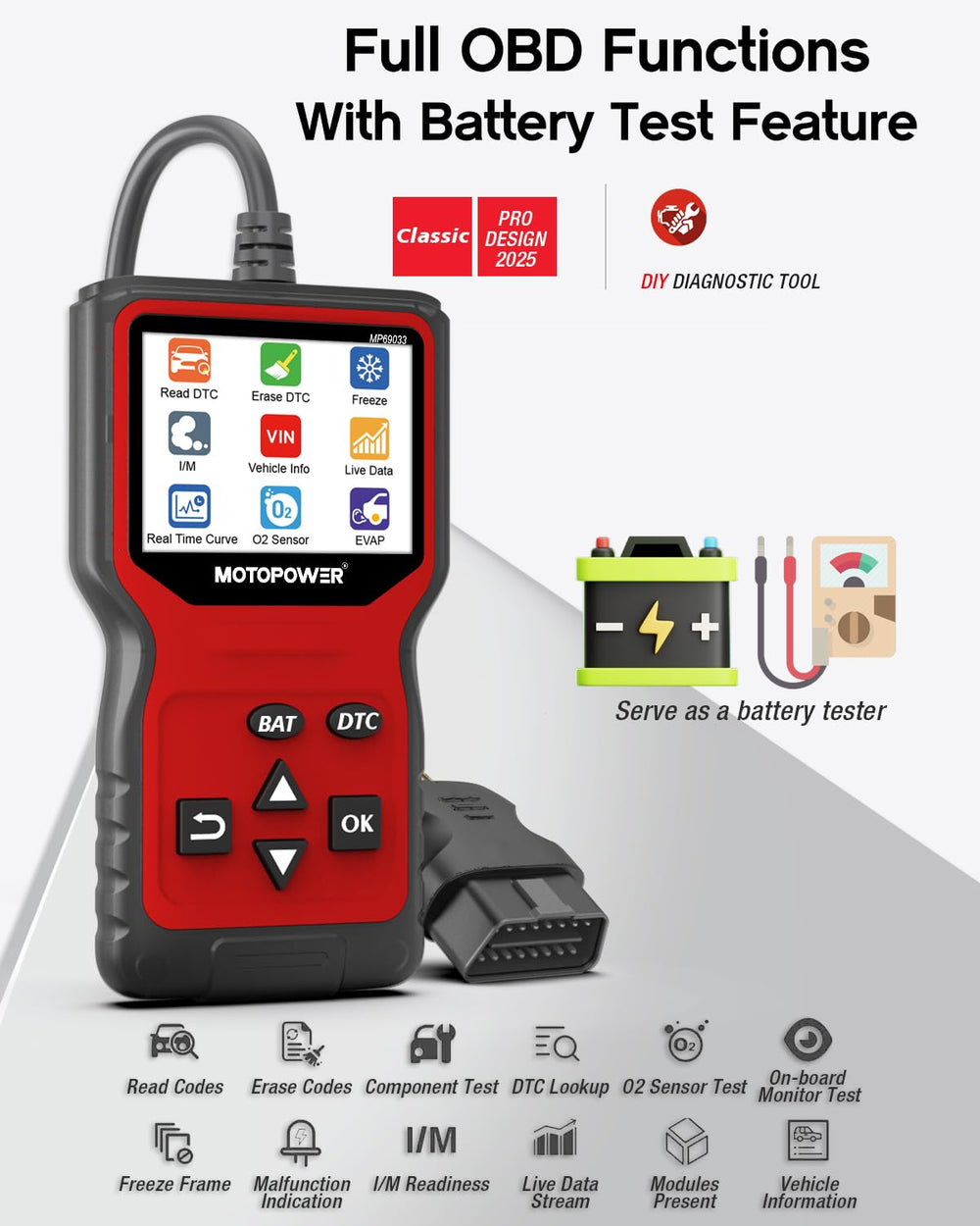 MOTOPOWER connector and extended cable for easier under-dash reach