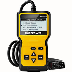 MOTOPOWER MP69033 front view showing ports and buttons for easy diagnostics