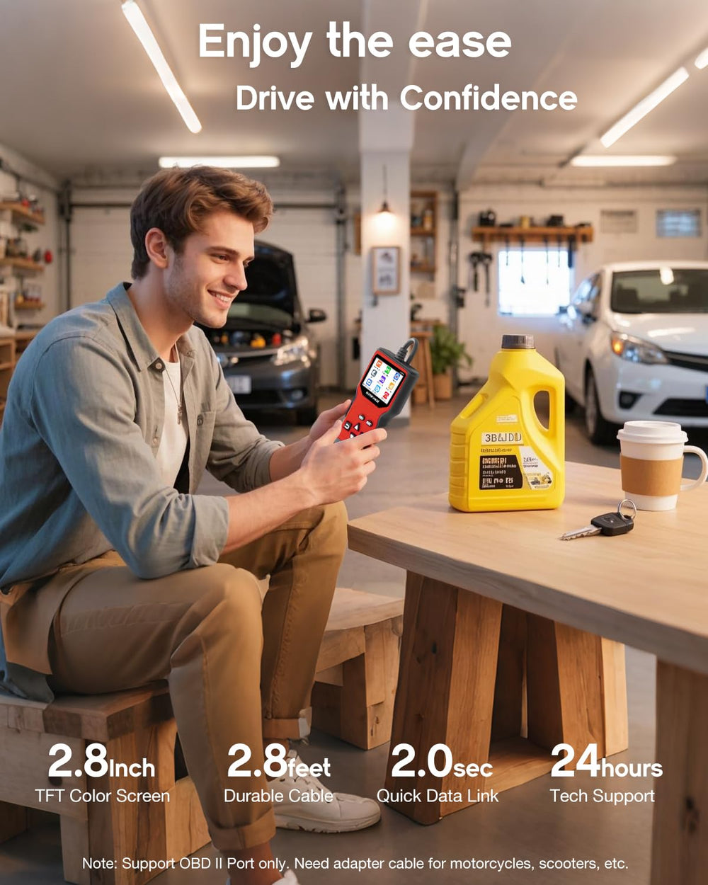 MOTOPOWER on garage bench with tools illustrating professional readiness