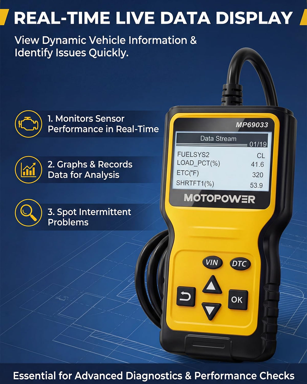 MOTOPOWER MP69033 held in hand to show compact size and portability