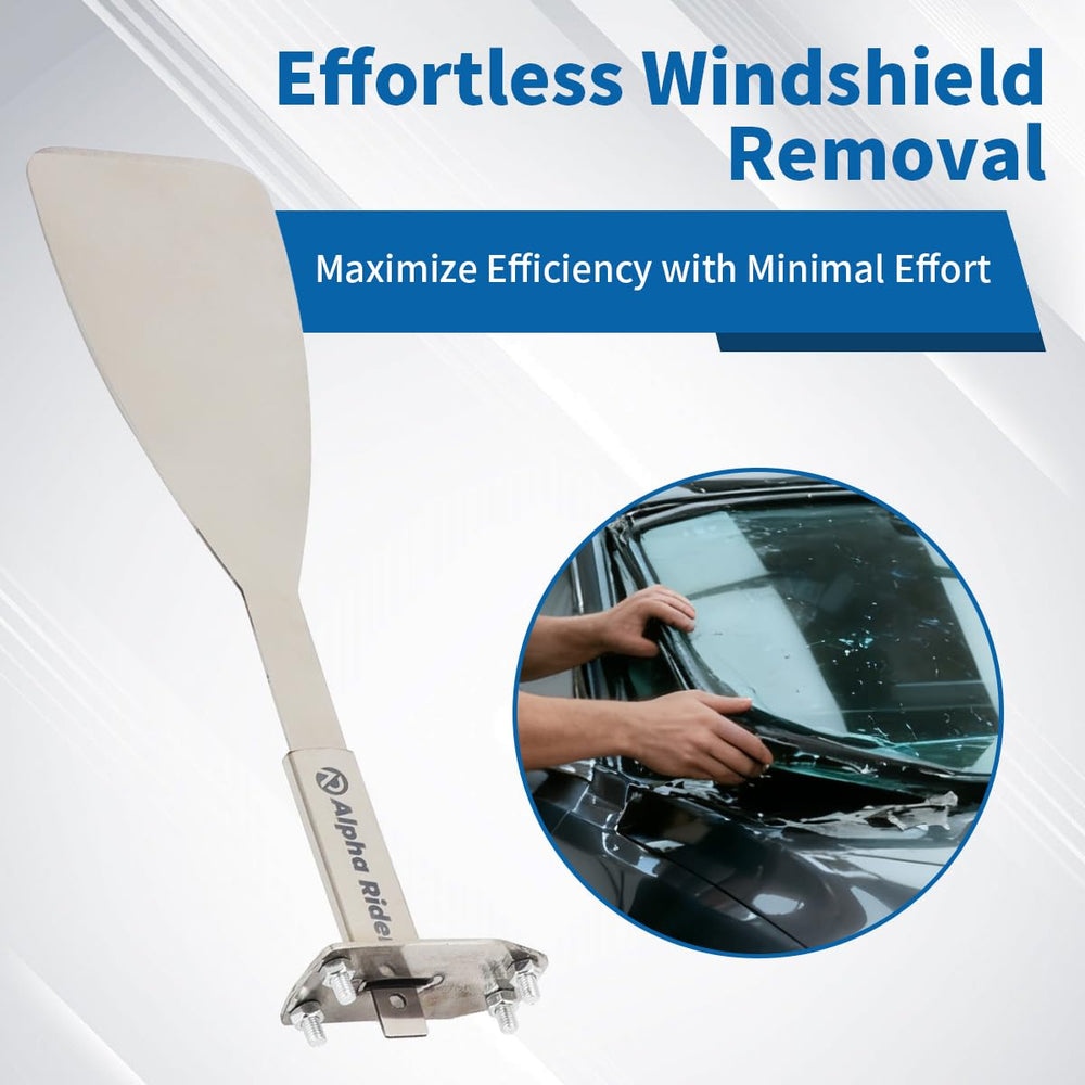 MOTOQUEEN blade cutting urethane adhesive showing faster removal benefit