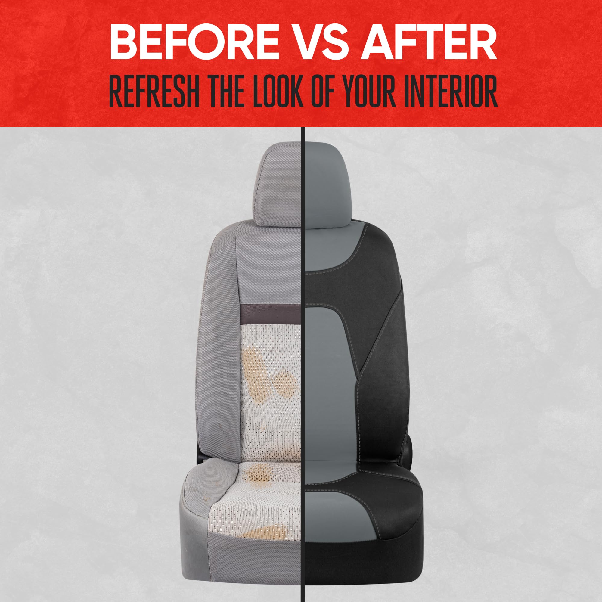 Motor Trend seat cover detail showing airbag compatibility and safety