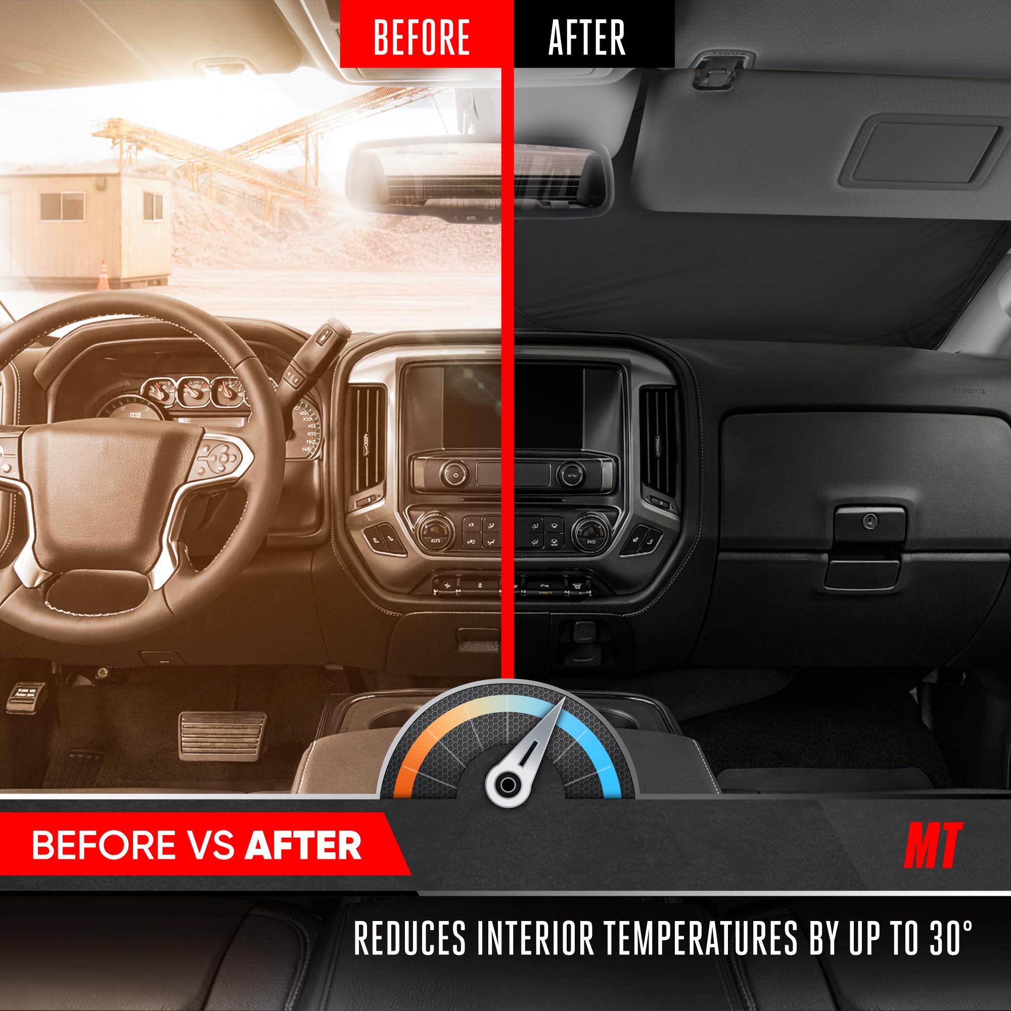 Motor Trend sun shade shielding dashboard to prevent fading and cracking