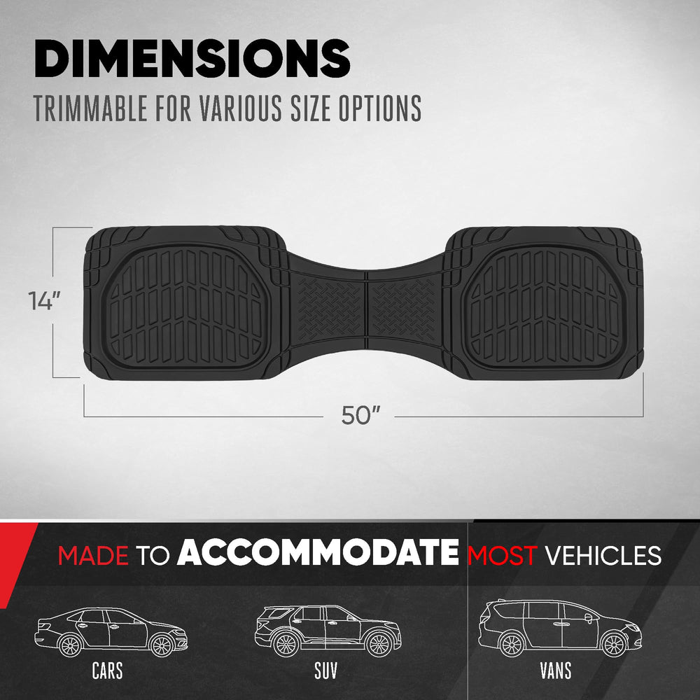 Motor Trend deep-dish channel detail capturing liquids and debris effectively