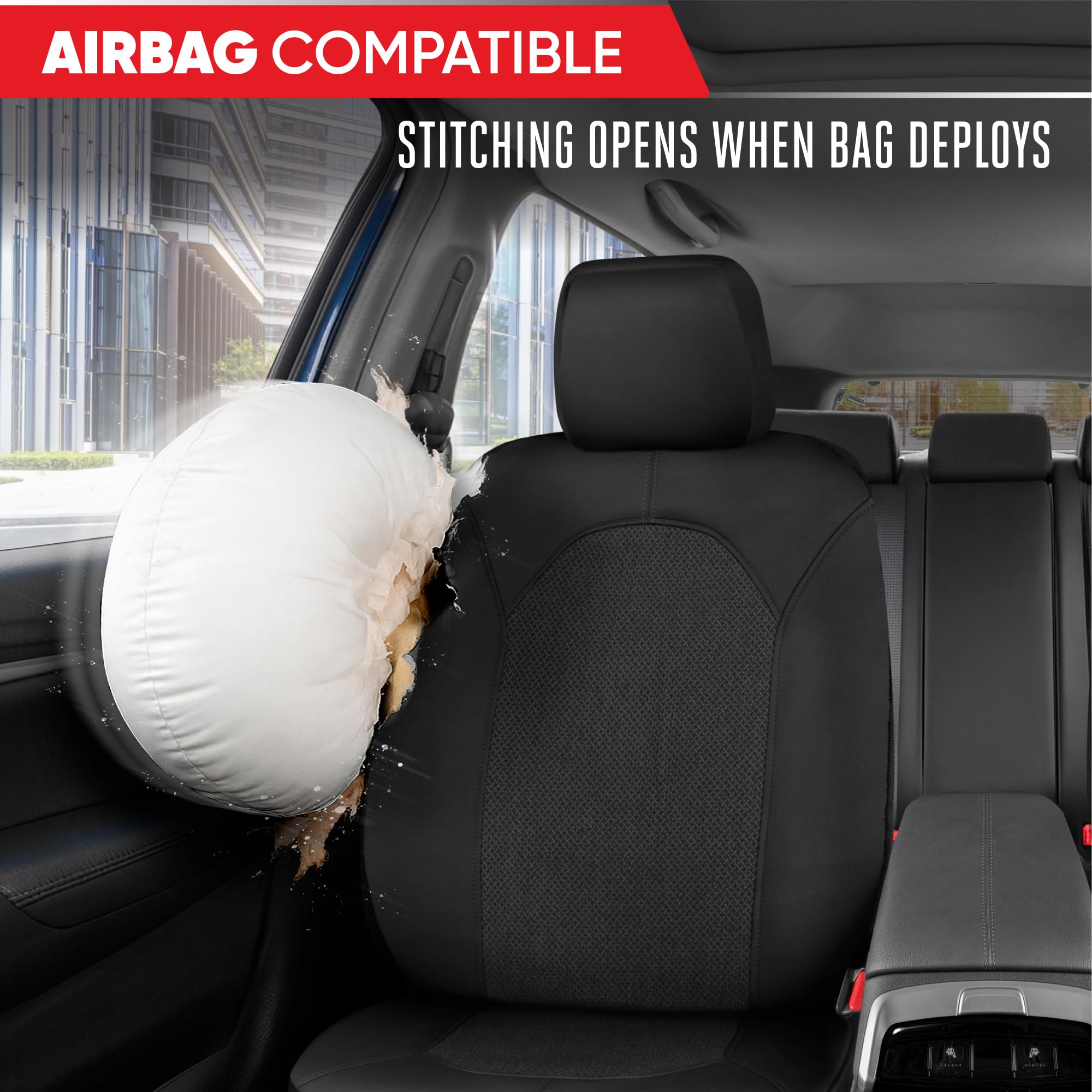 Motor Trend strap and tuck installation detail ensures secure fit