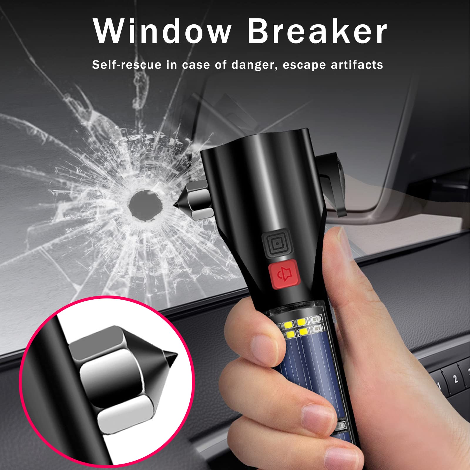 MOTORBUDDY integrated seatbelt cutter detail for safe, fast restraint removal