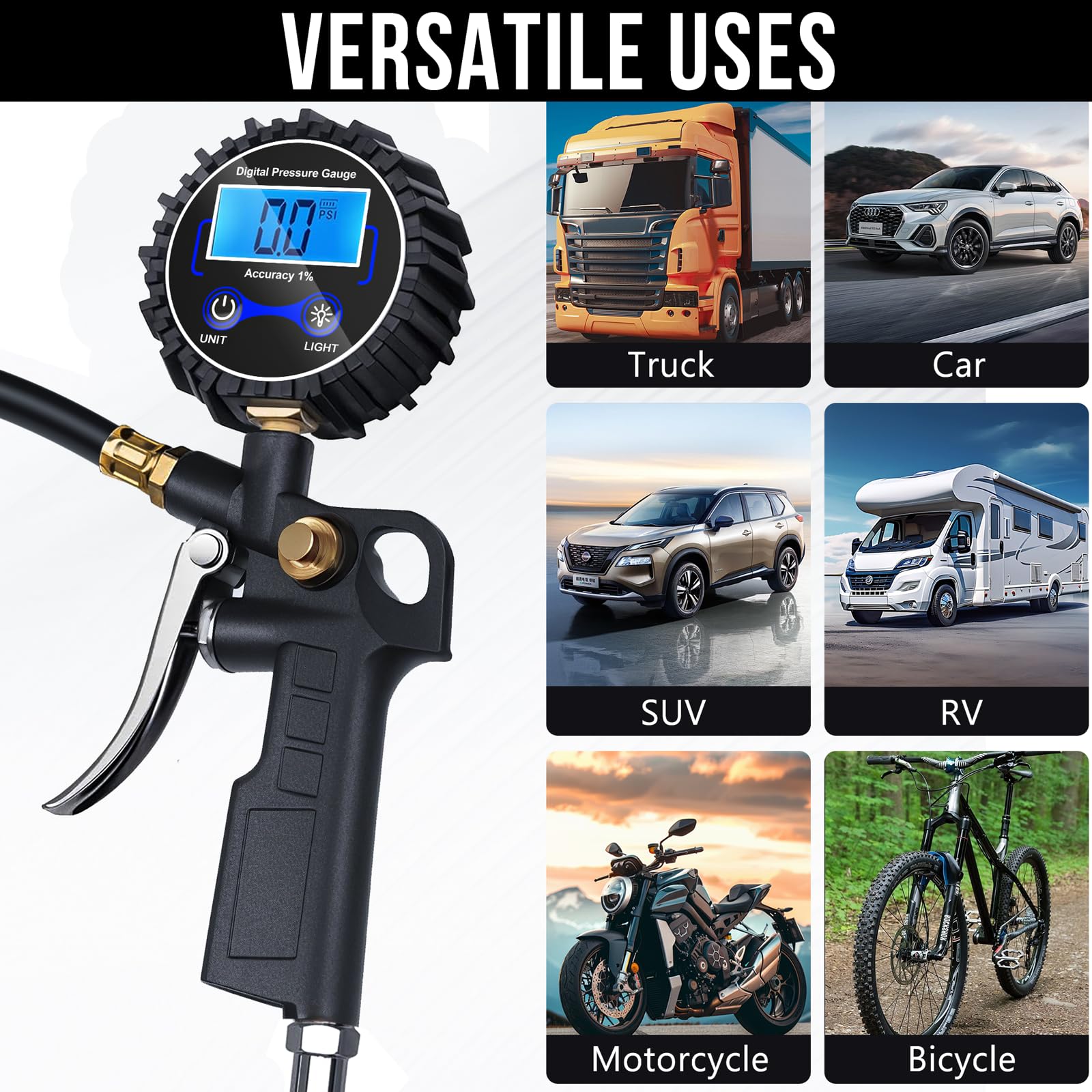Motorenbau gauge held in hand to show compact, portable size and workshop convenience