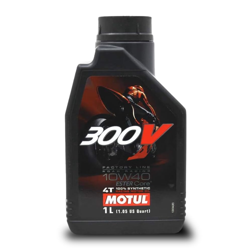 Motul 300V front packaging 4L showing product and benefits