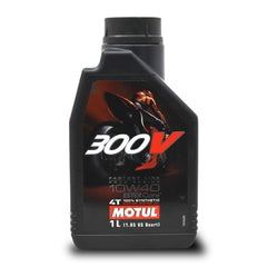 Motul 300V front packaging 4L showing product and benefits