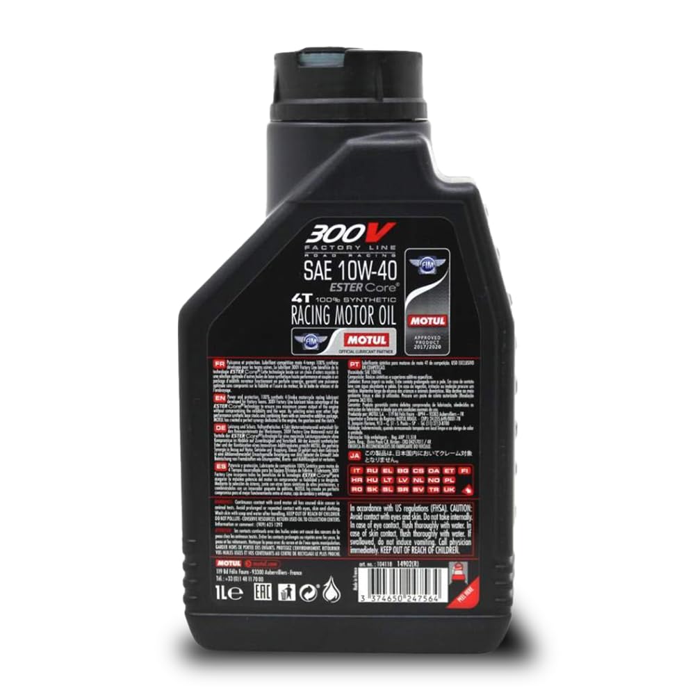 Motul label close-up highlighting ESTER Core technology benefits