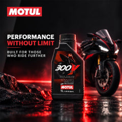 Motul 300V pouring action into engine showing easy refill benefit