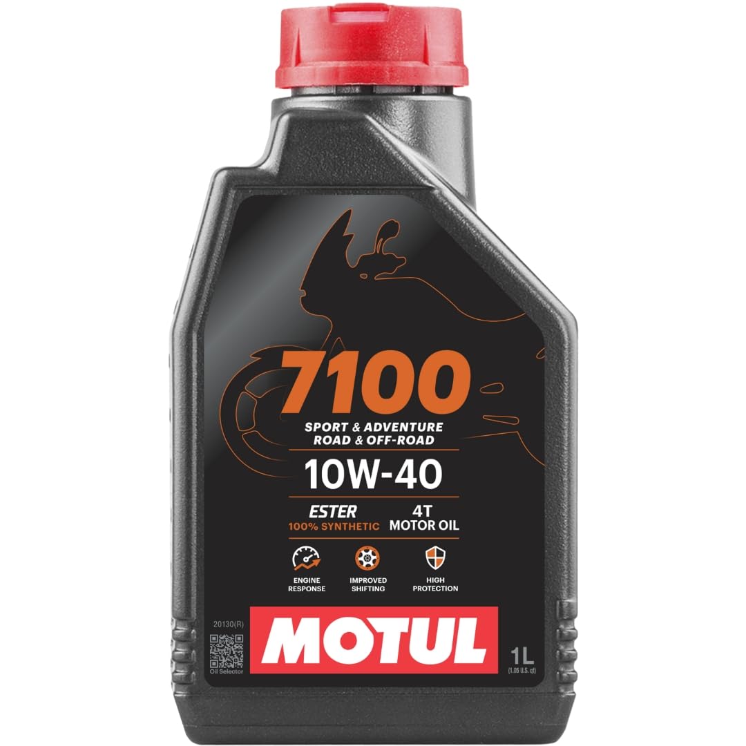 Motul 7100 front bottle view showing branding and 10W-40 grade benefit