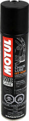 Motul C3 being sprayed on chain, even coverage that reduces wear