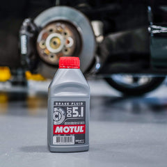 Motul DOT 5.1 during brake bleeding on a vehicle, supports fast ABS system circulation