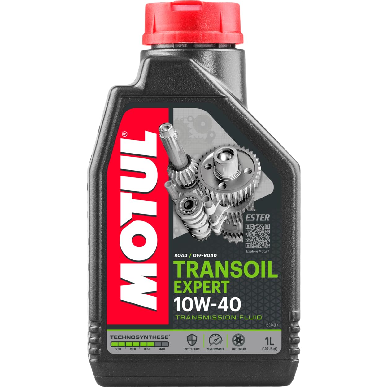 Motul Transoil Expert front bottle showing label, brand and clear product info benefits
