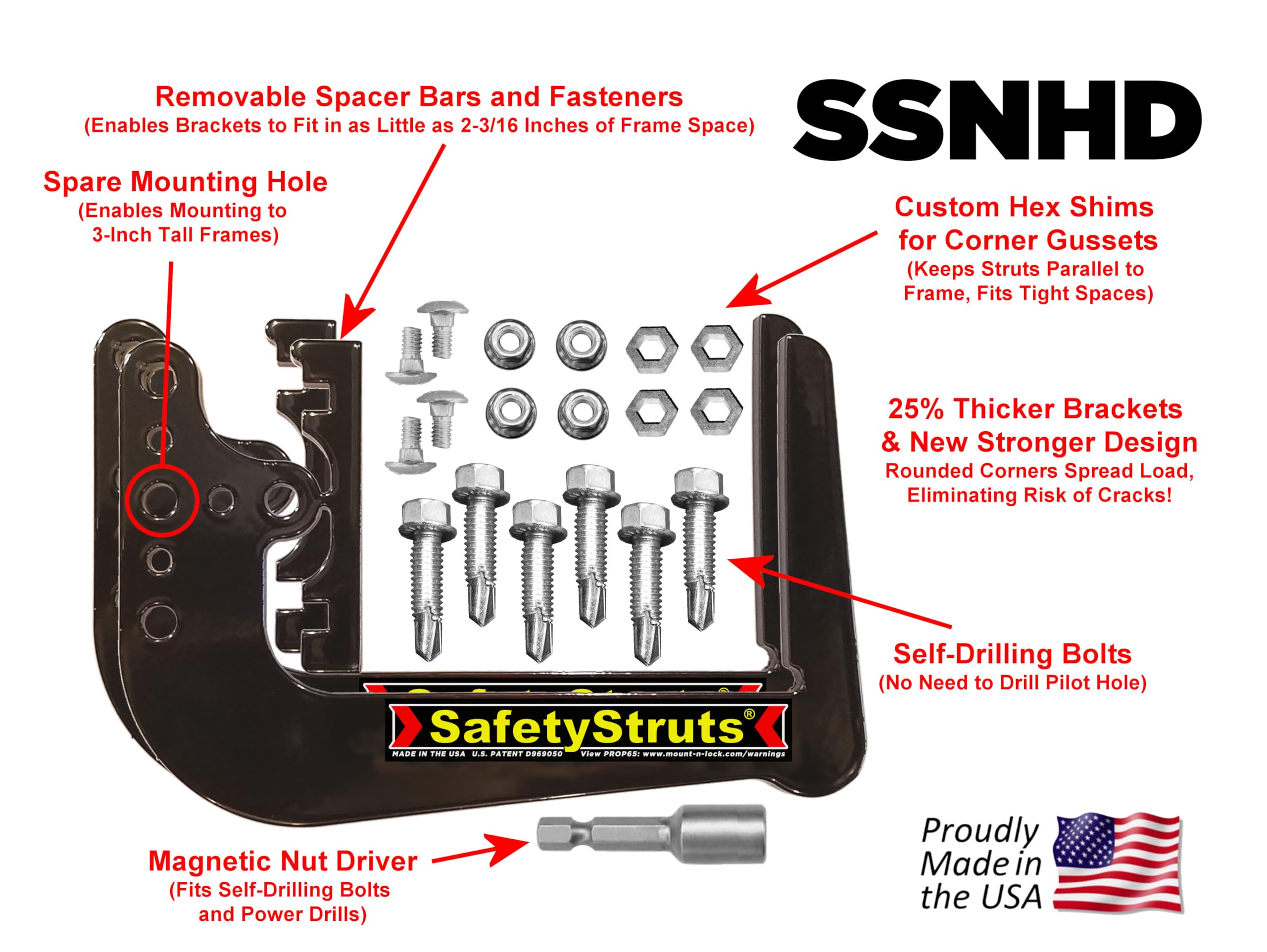 Mount-n-Lock hardware laydown with bolts and shims for faster, hassle-free installation benefit