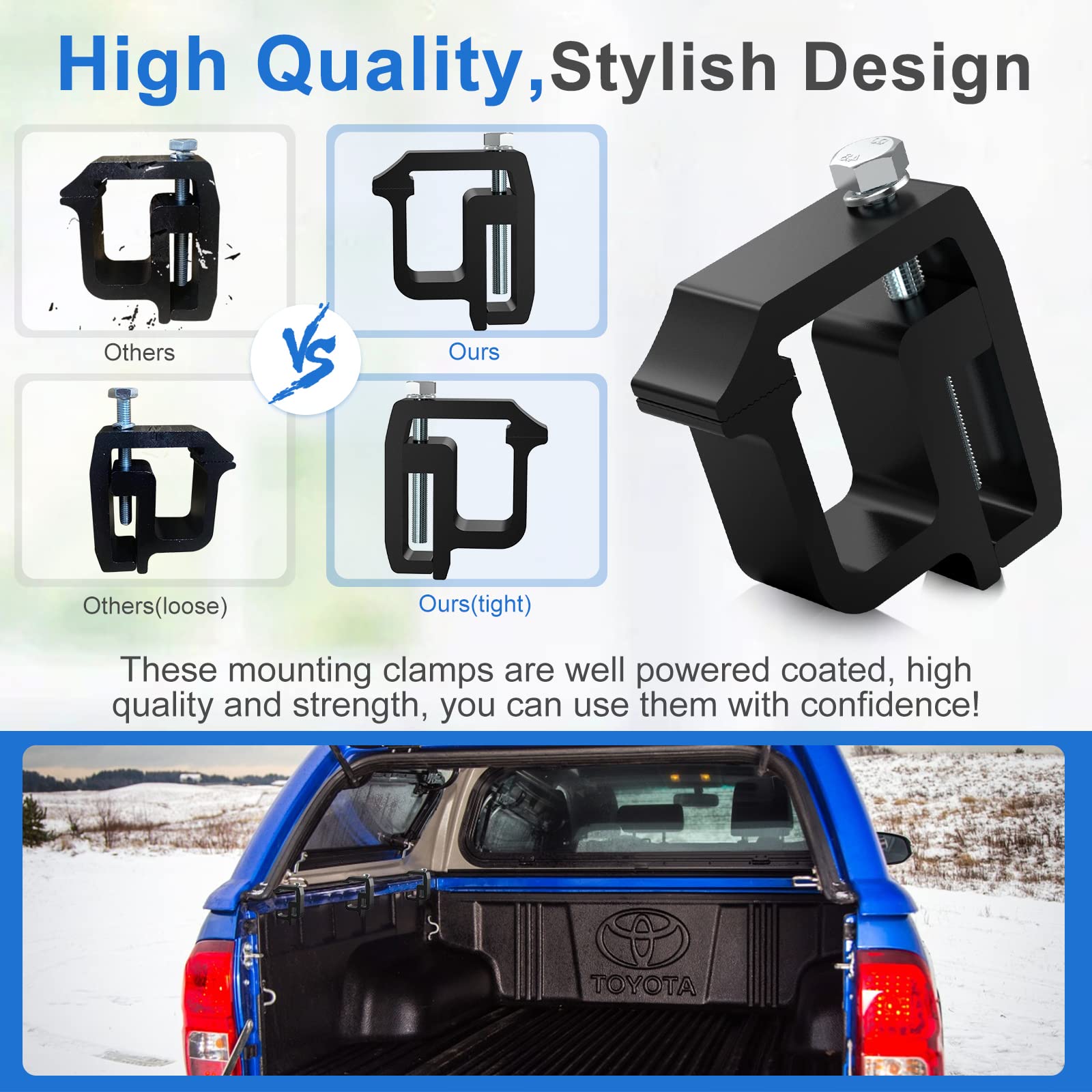moveland camper shell mounted using clamps for quick no-drill installation