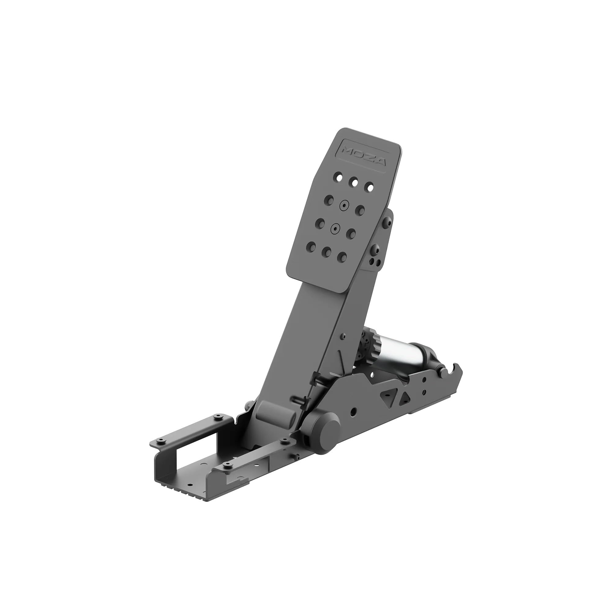 MOZA SRP2 clutch pedal mounted on SRP2 pedal set demonstrating seamless integration benefit