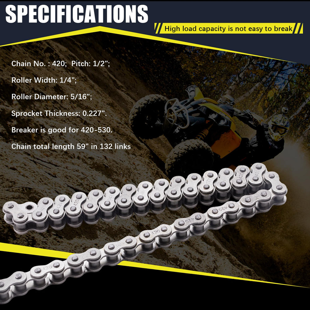 MRELC chain length comparison showing 59-inch total for flexible sizing