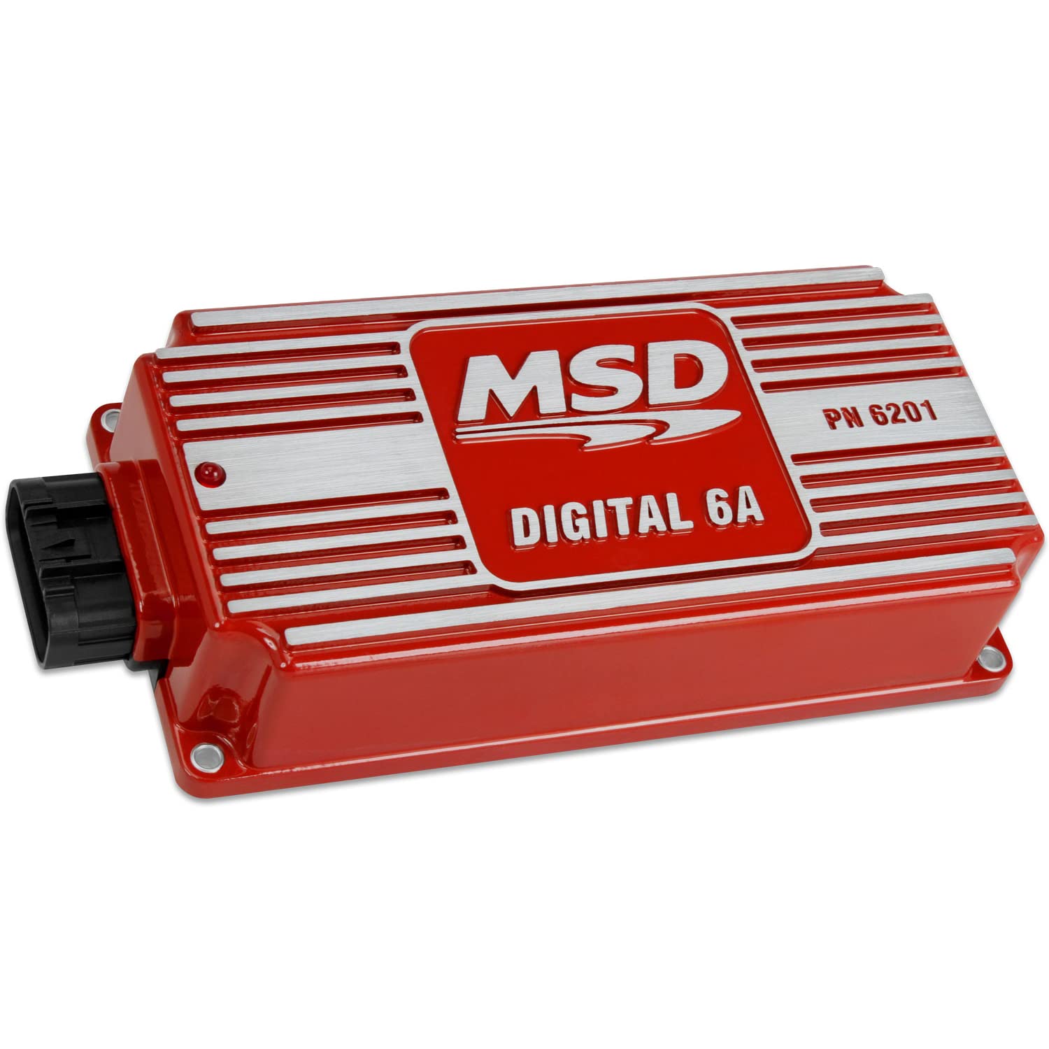 MSD 6201 front view showing red housing and mounting, displays durable construction benefit