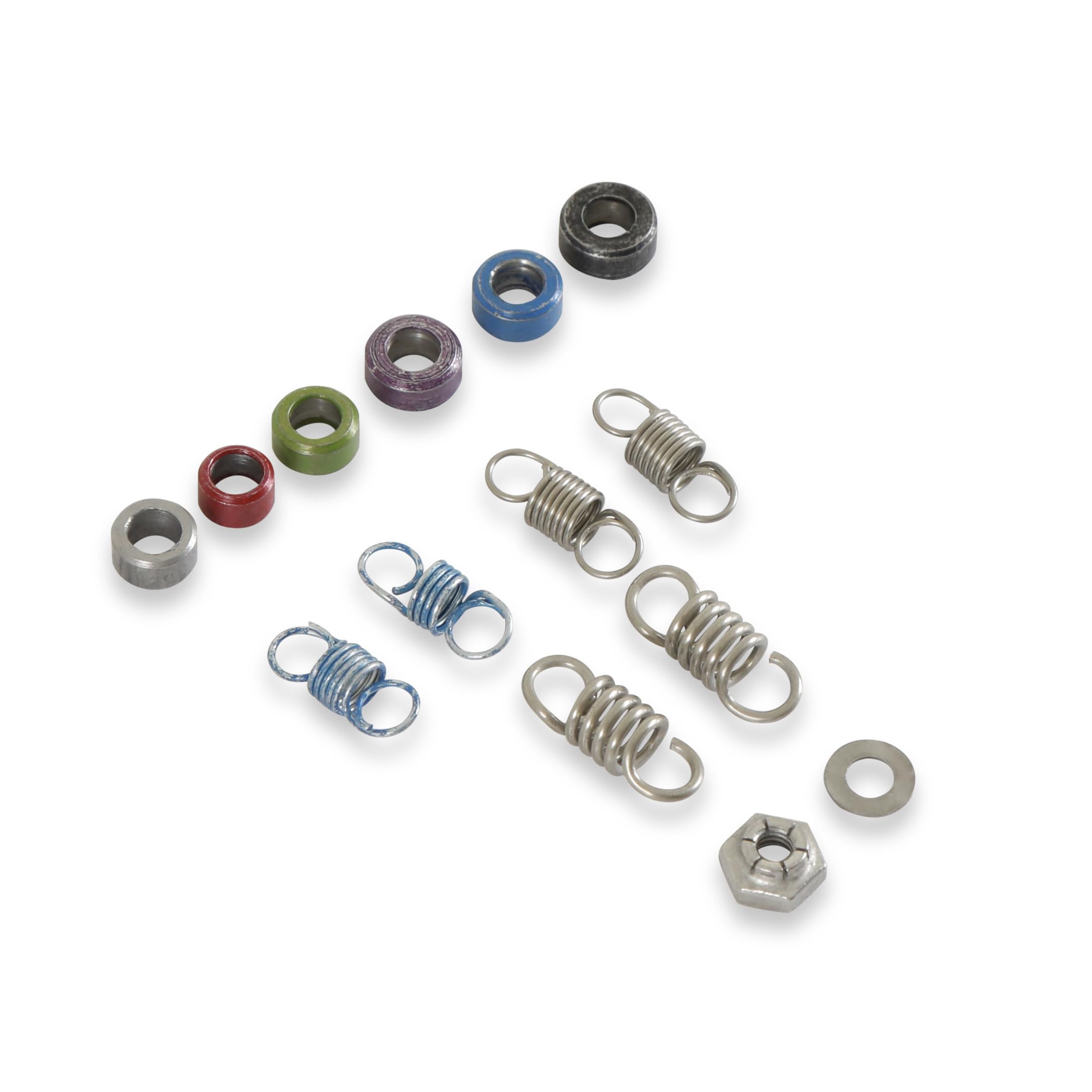 MSD 8464 kit laid out showing bushings and springs for easy identification and correct fit