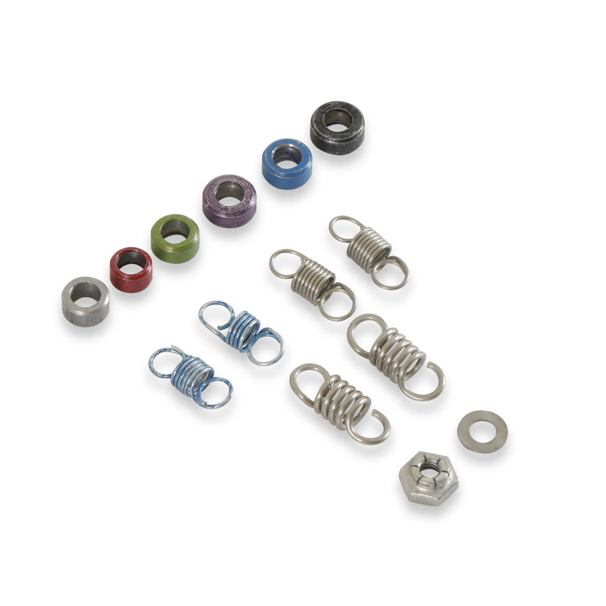MSD 8464 kit laid out showing bushings and springs for easy identification and correct fit