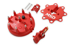 MSD distributor cap front view showing terminals for reliable spark transfer