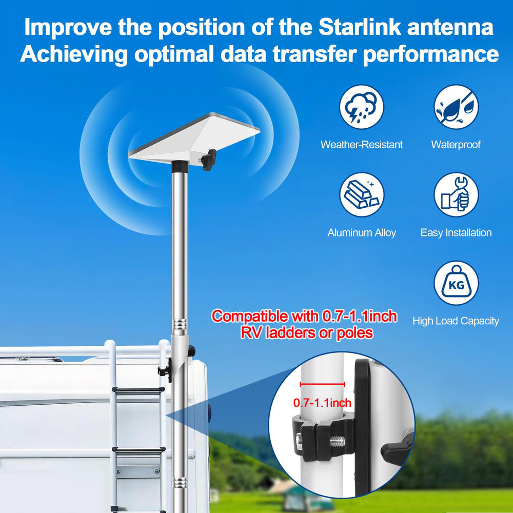 Mskekit Starlink Mini mounted on pole demonstrating improved line-of-sight reception