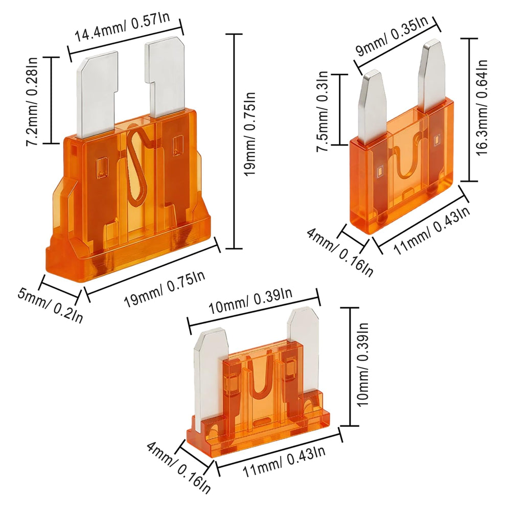 MTABCTY open compartments with color‑coded fuses for fast amperage selection