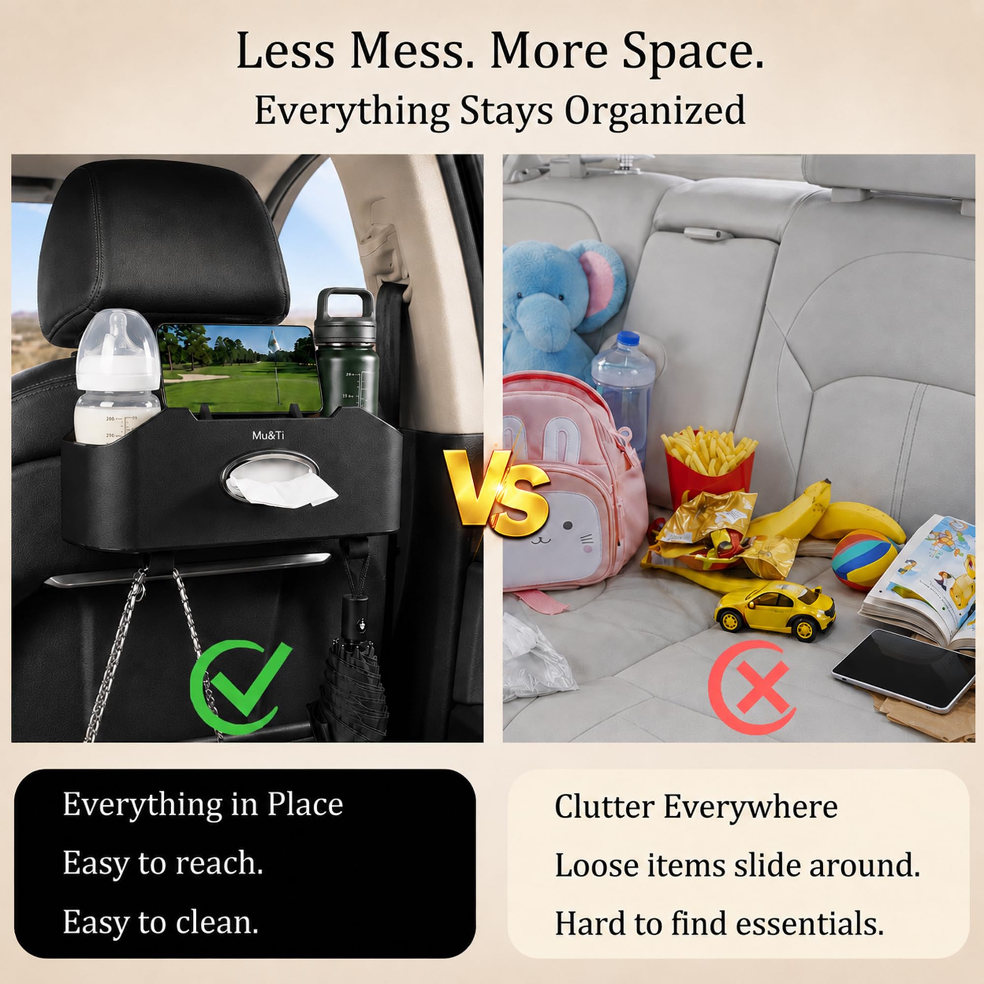 Mu&Ti soft interior lining protecting items and reducing noise