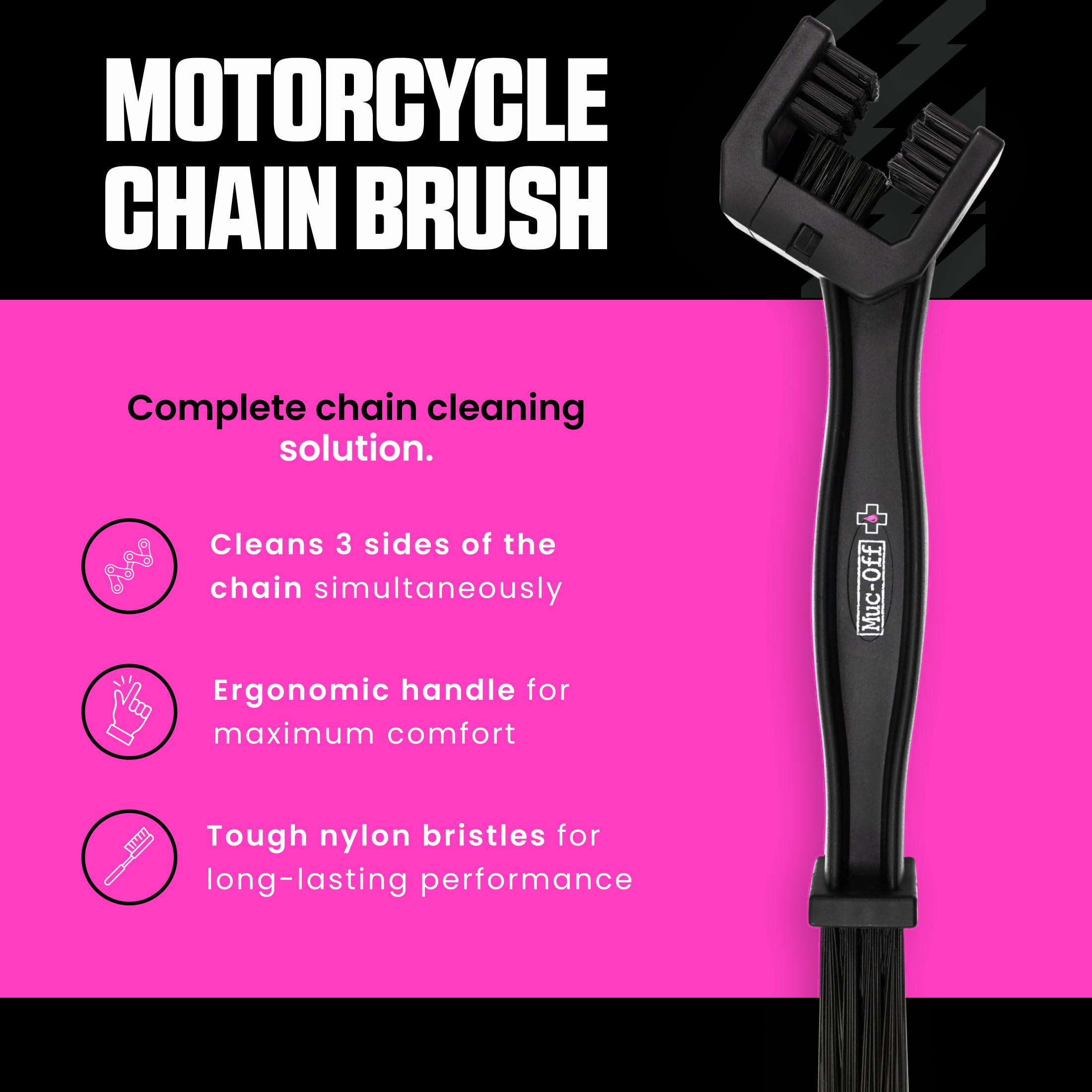 Muc-Off bristle close-up showing durable texture and cleaning power