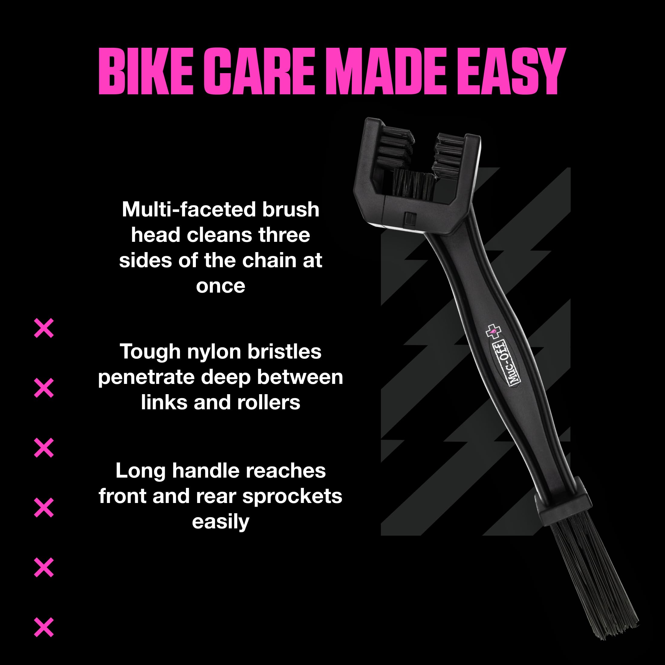 Muc-Off full brush layout showing dual-ended cleaning functions