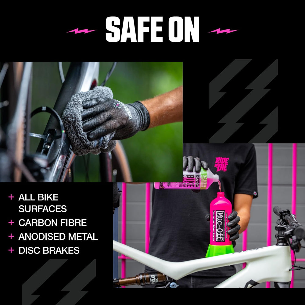 Muc-Off applied to chain as degreaser for efficient drivetrain cleaning