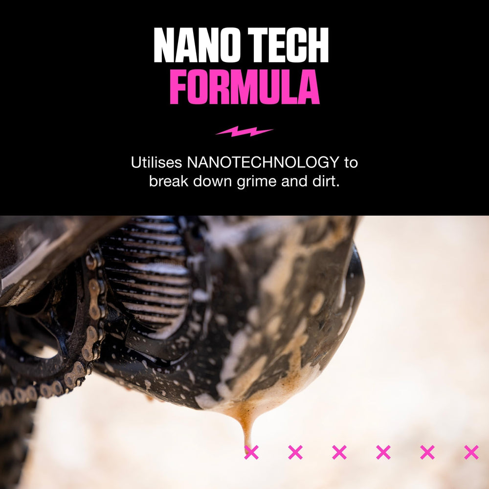 Muc-Off being mixed into a 1 L spray bottle for instant bike wash