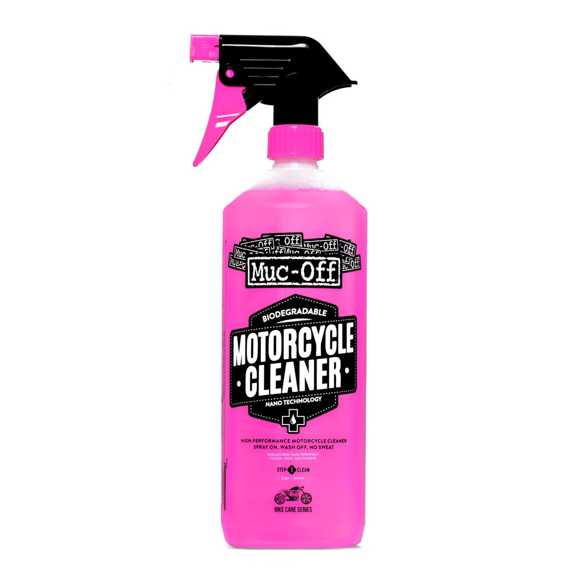 Muc-Off 1L bottle front label showing product and benefit of powerful cleaning