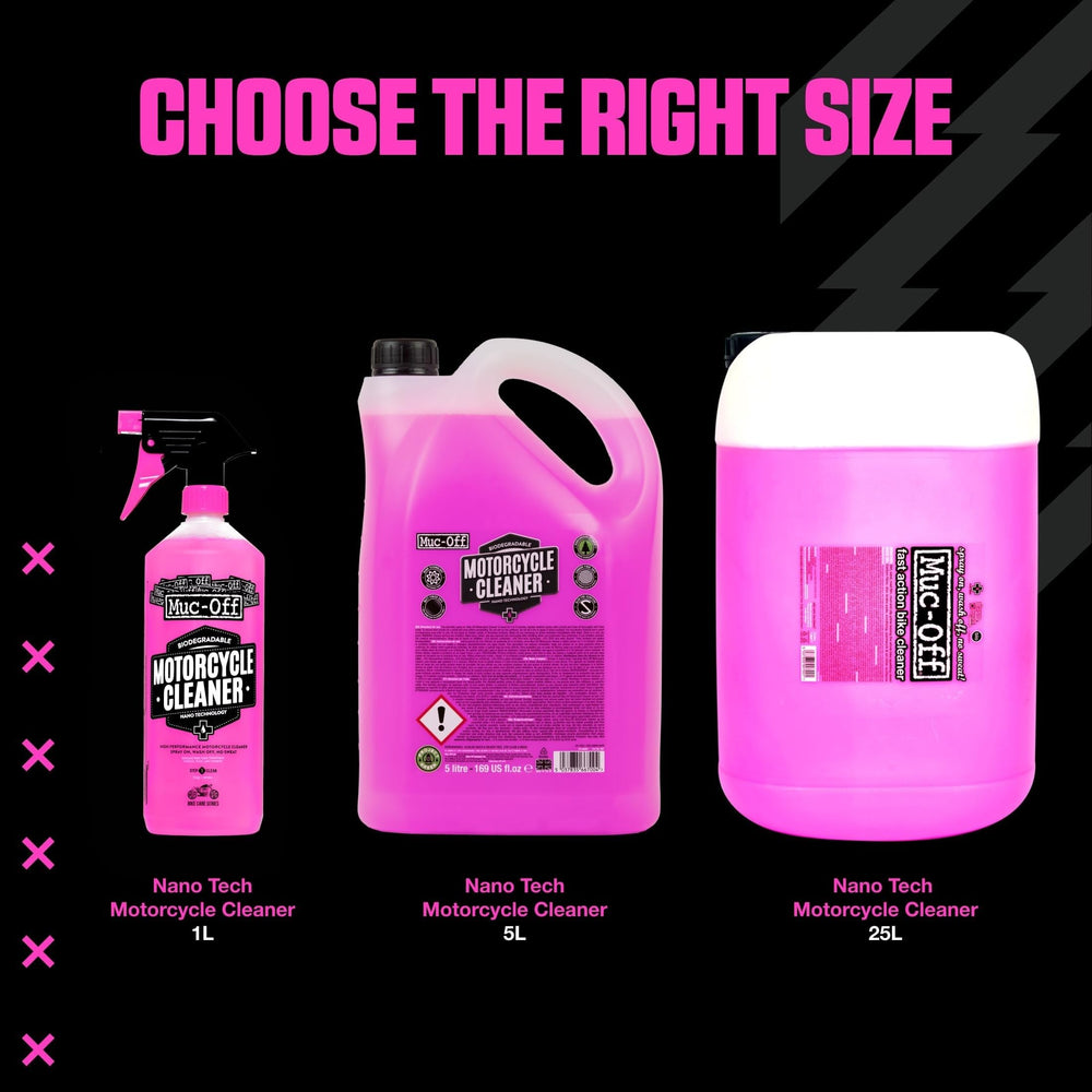 Hand holding Muc-Off 1L bottle to show scale and concentrated value