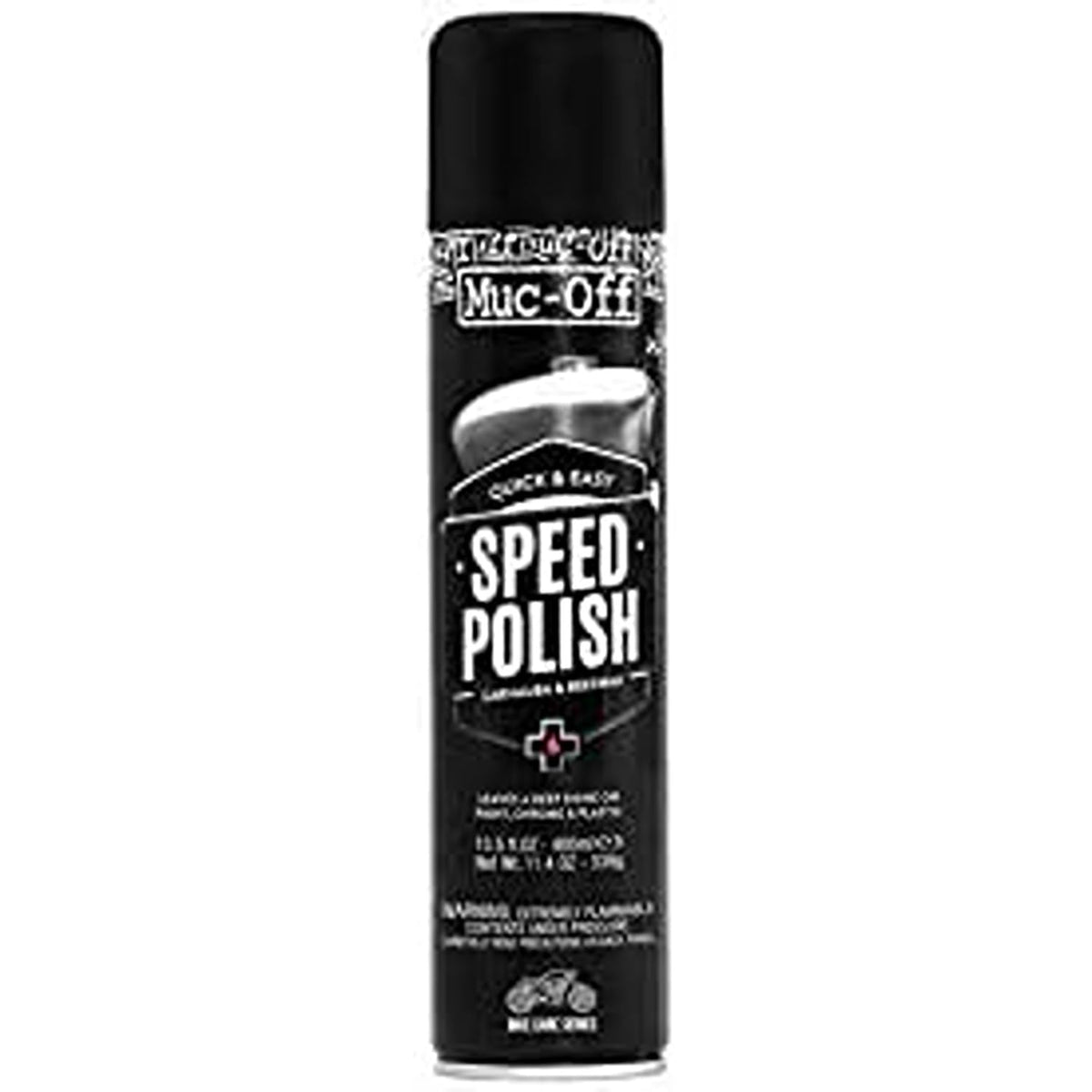 Muc-Off speed polish front label showing product and size benefits