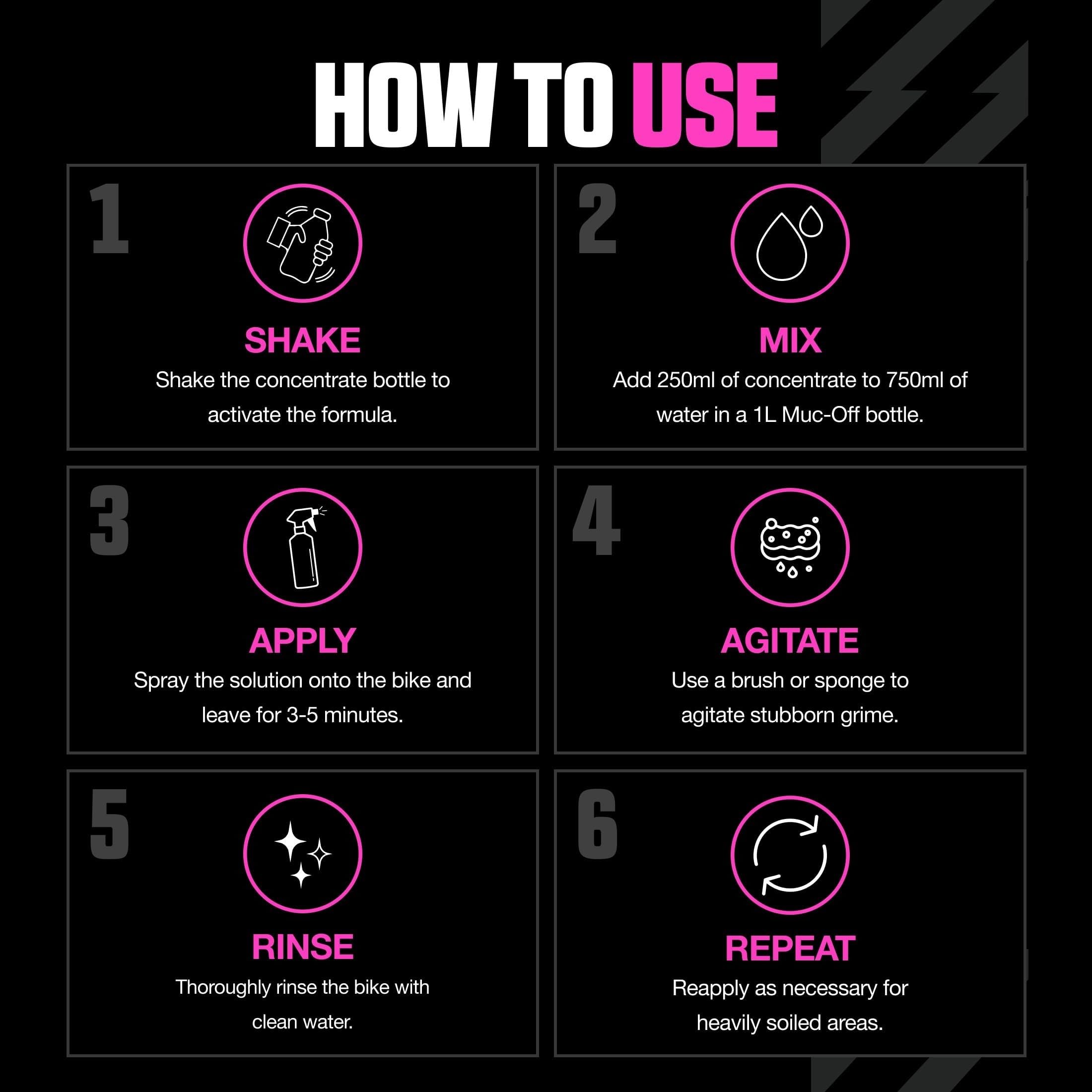 Muc-Off pouch next to X-3 machine showing compatibility and hands-free cleaning
