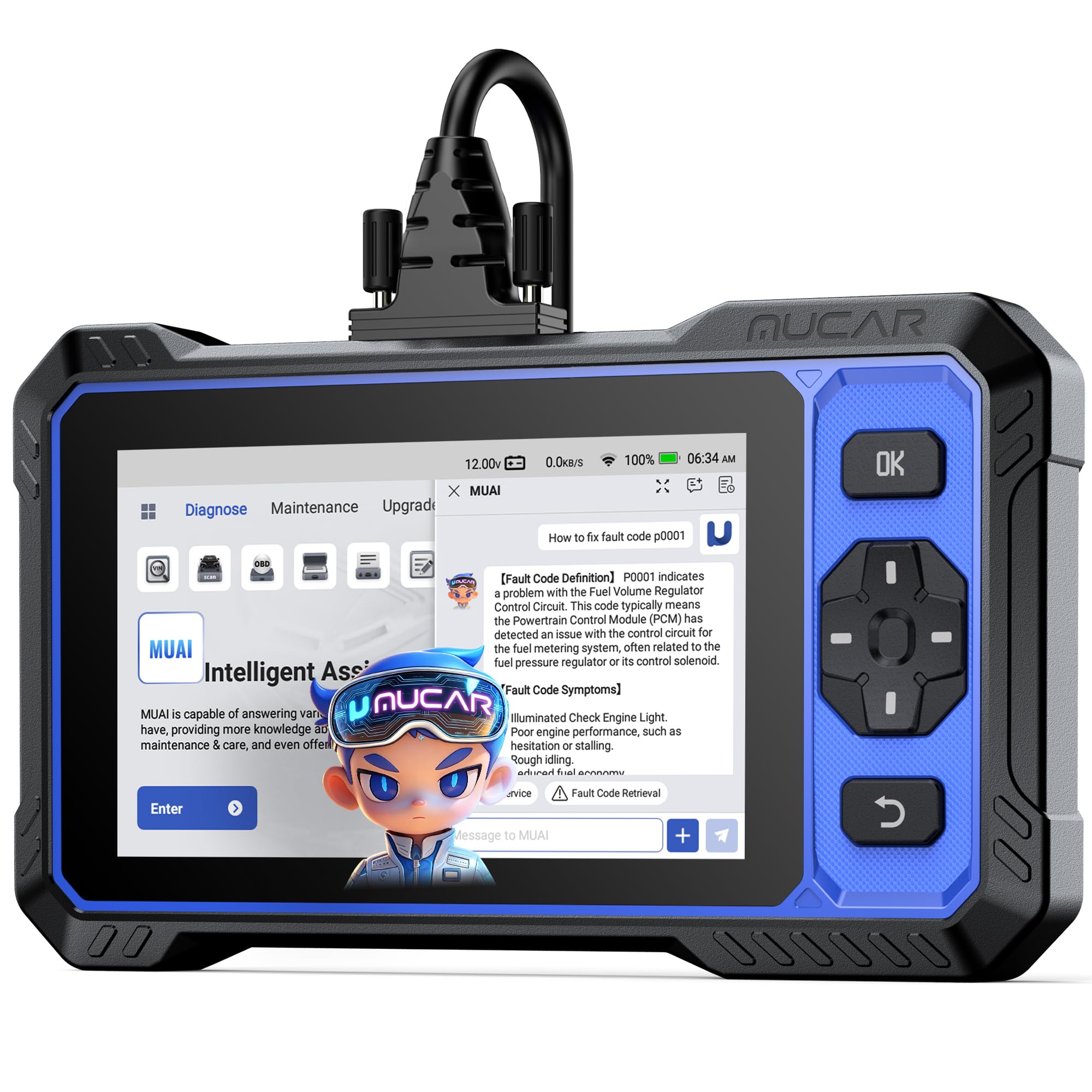 mucar front display showing diagnostics and improved workflow