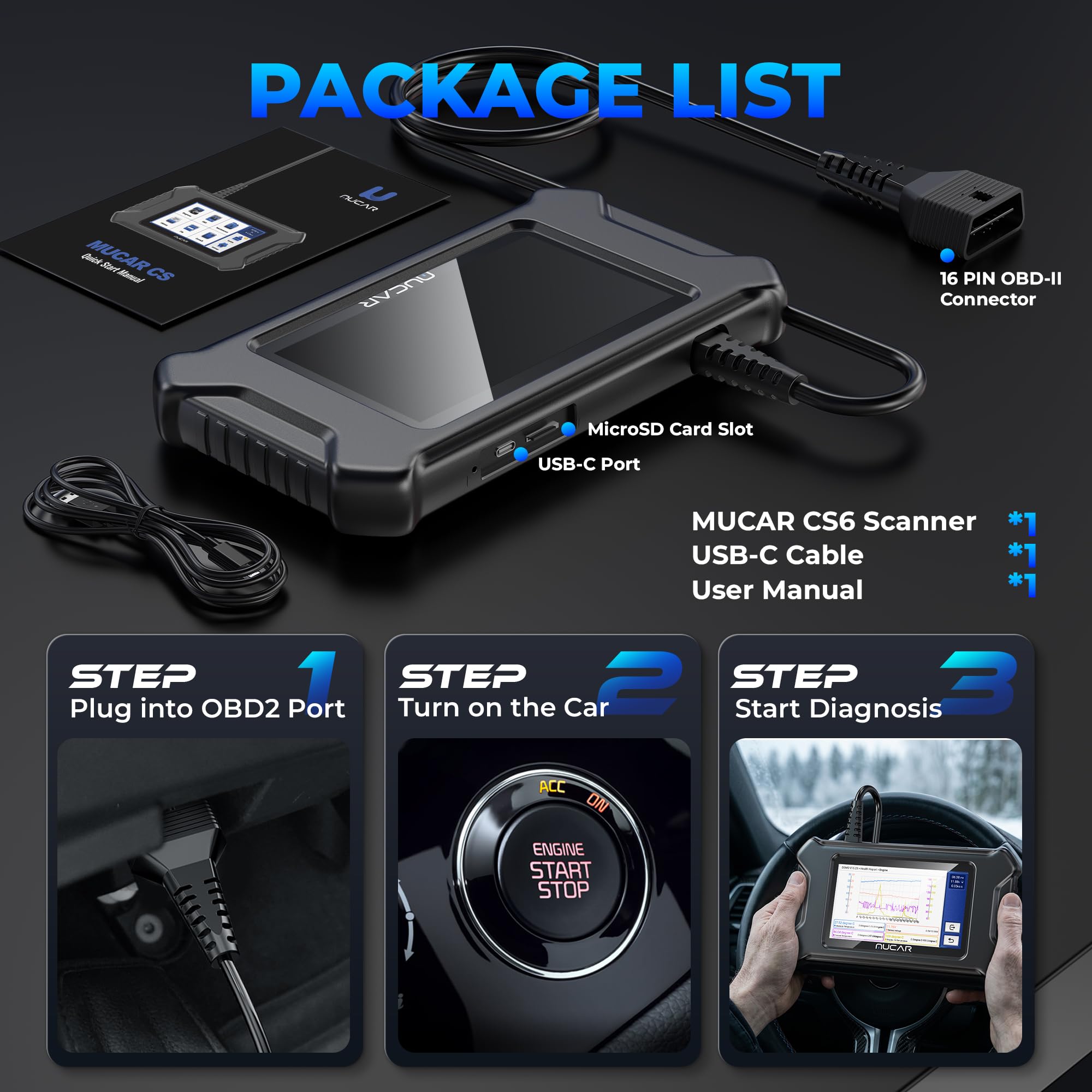 MUCAR CS6 diagnostic report printed for clear customer communication