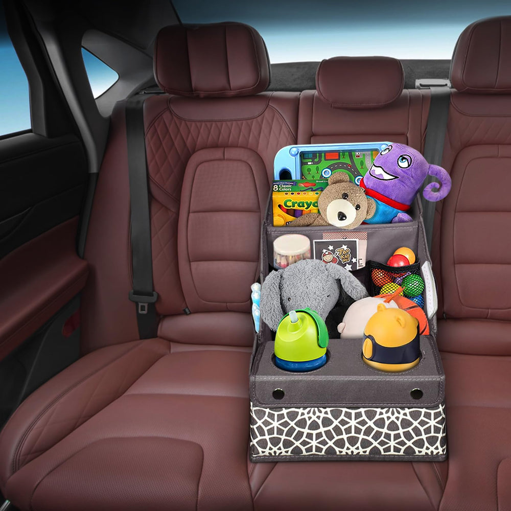 MULISOFT installed on backseat holding toys and snacks for family trips benefit